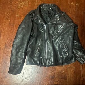 1970s Vintage Harley Davidson AMF Men’s Motorcycle Leather Biker Jacket 48 Tall